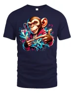 Street Vibes Monkey Graffiti Art Tee - navy t-shirt on white background
