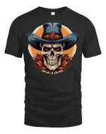 Cowboy Skull Graphic Tee - black t-shirt on white background
