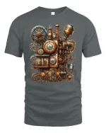 Steampunk Gear Clockwork Machine Tee - gray t-shirt on white background