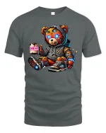 Cyberpunk Teddy Bear Tee - gray t-shirt on white background