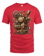 Steampunk Gear Clockwork Machine Tee - red t-shirt on white background