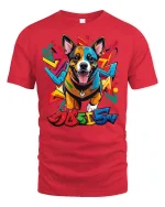 Graffiti Corgi Street Art Tee - red t-shirt on white background
