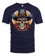 Cowboy Skull Graphic Tee - navy t-shirt on white background