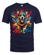 Graffiti Corgi Street Art Tee - navy t-shirt on white background