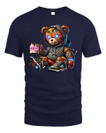 Cyberpunk Teddy Bear Tee - navy t-shirt on white background