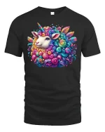 Magical Rainbow Sheep Unicorn Tee - black t-shirt on white background