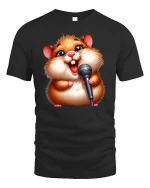 Singing Hamster T-Shirt - black t-shirt on white background