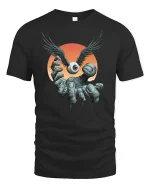 Winged Eyeball Hand T-Shirt - black t-shirt on white background