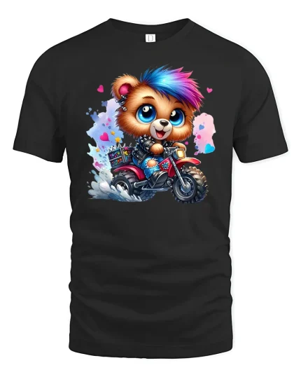 Punk Biker Bear T-Shirt - black t-shirt on white background