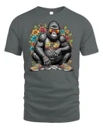 Cool Hip Hop Gorilla T-Shirt - gray t-shirt on white background