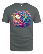 Magical Rainbow Sheep Unicorn Tee - gray t-shirt on white background