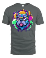 Cool Dog Tee with Sunglasses - gray t-shirt on white background