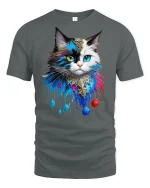 Mystic Colorful Cat T-Shirt - gray t-shirt on white background