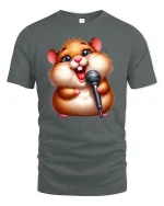 Singing Hamster T-Shirt - gray t-shirt on white background