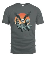 Winged Eyeball Hand T-Shirt - gray t-shirt on white background