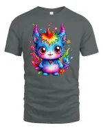 Rainbow Demon Kawaii Monster - gray t-shirt on white background