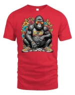 Cool Hip Hop Gorilla T-Shirt - red t-shirt on white background