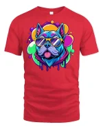 Cool Dog Tee with Sunglasses - red t-shirt on white background