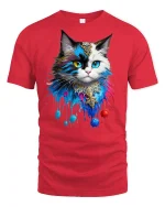 Mystic Colorful Cat T-Shirt - red t-shirt on white background