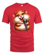 Singing Hamster T-Shirt - red t-shirt on white background