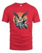 Winged Eyeball Hand T-Shirt - red t-shirt on white background
