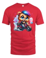 Punk Biker Bear T-Shirt - red t-shirt on white background
