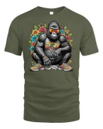 Cool Hip Hop Gorilla T-Shirt - military green t-shirt on white background
