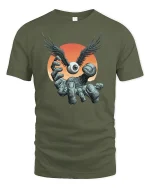 Winged Eyeball Hand T-Shirt - military green t-shirt on white background