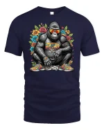 Cool Hip Hop Gorilla T-Shirt - navy t-shirt on white background