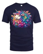 Magical Rainbow Sheep Unicorn Tee - navy t-shirt on white background