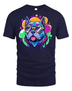 Cool Dog Tee with Sunglasses - navy t-shirt on white background