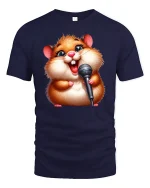 Singing Hamster T-Shirt - navy t-shirt on white background
