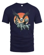 Winged Eyeball Hand T-Shirt - navy t-shirt on white background