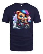 Punk Biker Bear T-Shirt - navy t-shirt on white background