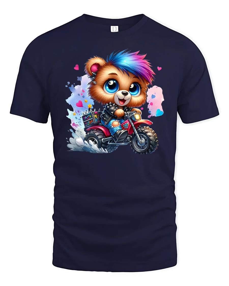 Punk Biker Bear T-Shirt - 1 Punk Biker Bear T-Shirt - navy t-shirt on white background