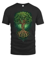 Celtic Tree of Life Nature T-shirt Design - black t-shirt on white background