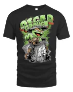 Grumpy Trash Monster T-shirt with Parody Art - black t-shirt on white background