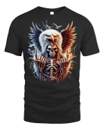 American Eagle Skeleton Rock T-shirt for Men - black t-shirt on white background