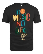 No Music No Life Colorful Quote T-shirt for Men - black t-shirt on white background