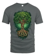 Celtic Tree of Life Nature T-shirt Design - gray t-shirt on white background