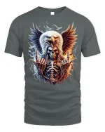 American Eagle Skeleton Rock T-shirt for Men - gray t-shirt on white background