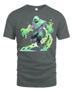 Neon Slime Ninja T-shirt for Gamers and Geeks - gray t-shirt on white background