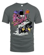 Crazy Monster Basketball Car T-shirt Design - gray t-shirt on white background