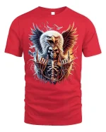 American Eagle Skeleton Rock T-shirt for Men - red t-shirt on white background