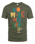 No Music No Life Colorful Quote T-shirt for Men - military green t-shirt on white background