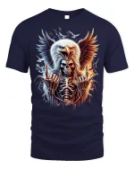 American Eagle Skeleton Rock T-shirt for Men - navy t-shirt on white background