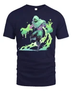 Neon Slime Ninja T-shirt for Gamers and Geeks - navy t-shirt on white background