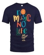 No Music No Life Colorful Quote T-shirt for Men - navy t-shirt on white background