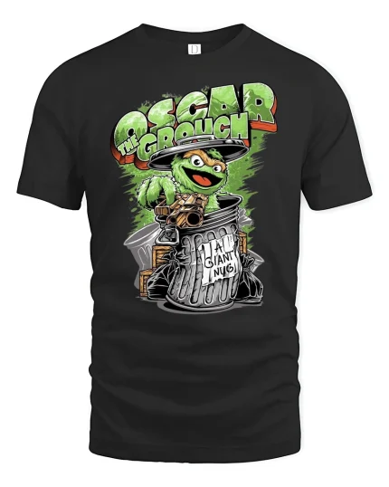 Funny Oscar Grouch Parody Tee - black t-shirt on white background