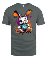 Rebel Bunny Graphic Tee - gray t-shirt on white background